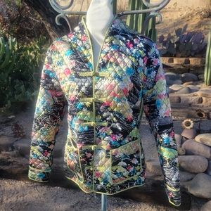 Asian Quilted Jacket Silk Lined Floral